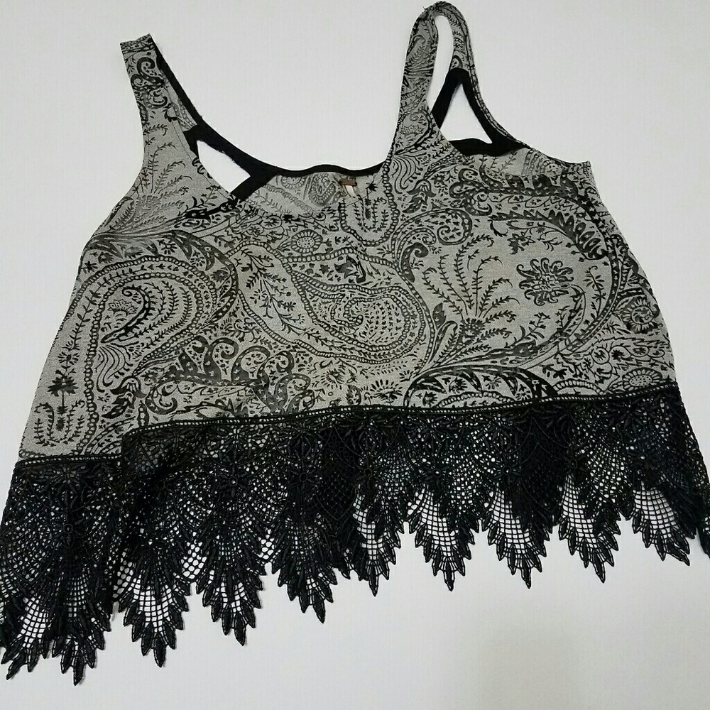 L Paisley Sheer Free People Crop Top